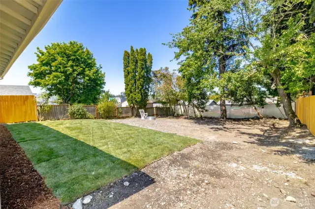 Spacious back yard! Will be fully fenced.