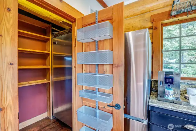 Viking standing freezer in the pantry conveys.