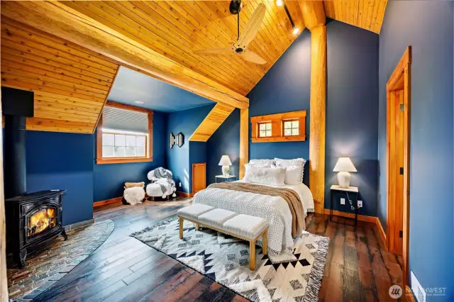 Primary Suite offers cozy gas stove.