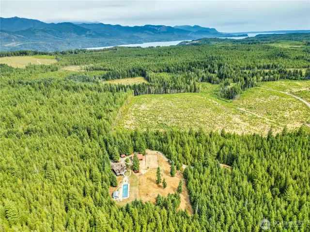 Westerly views towards Olympics and Hood Canal.