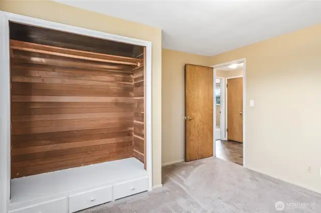 Cedar lined closet in bedroom