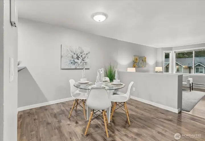 Designed for both comfort & connection, the dining space seats six with ease — a welcoming spot for casual weekday meals or memorable holiday entertaining.