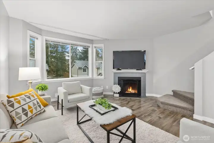 Cozy up on chilly days beside your warm, wood-burning fireplace, the perfect centerpiece for relaxing through the cold & wet months ahead.