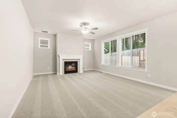 Vinyl dual pane energy efficient low “E” windows with screens.