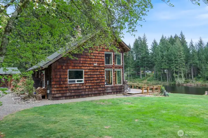 Deck wraps around the house from the East to South