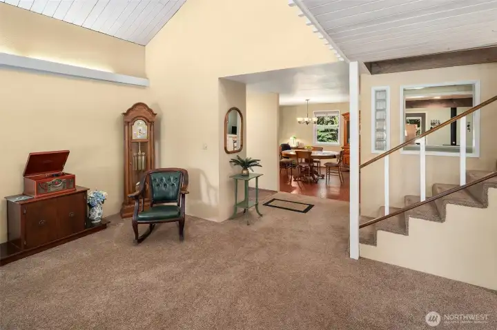Floor plan is very functional with living room on one side of entry and dining room on the other. Dining room opens onto the kitchen; the flow is just right.