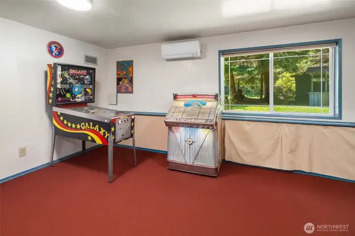 Rec room in ground level. Second new mini-split in here.