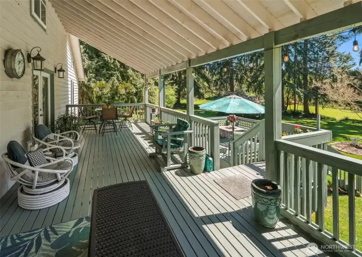 The big deck off the main level has been the setting for so many summer gatherings. It works rain or shine and provides shelter from sun on hot days, too.