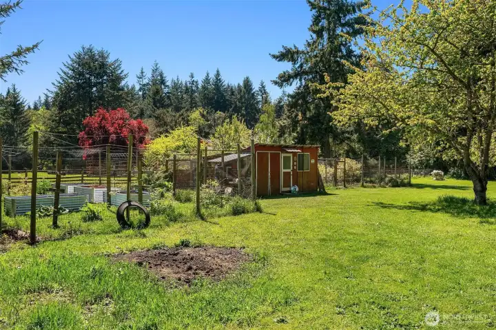 Fenced kitchen garden occupies a sunny spot!