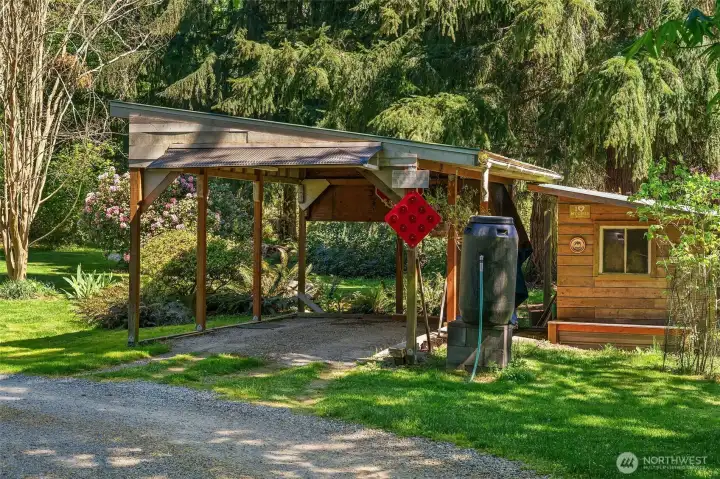 Separate carport for more covered parking.