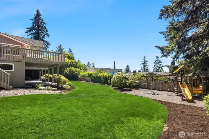 A generous, flat rear play yard completes the picture, putting the finishing touch on your dream home.