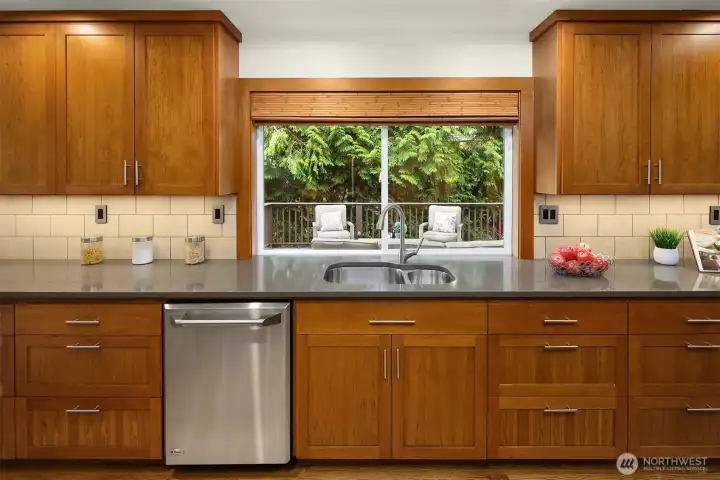 There is so much storage and countertop space in this kitchen. Not shown is a large walk-in pantry, with additional storage that goes all the way under the stairs.