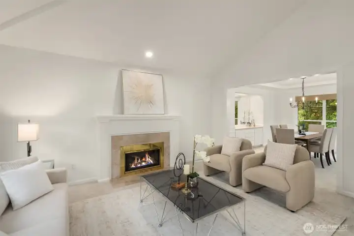 The living room flows nicely to the dining room, which in turn flows into the kitchen, giving a circular floorplan