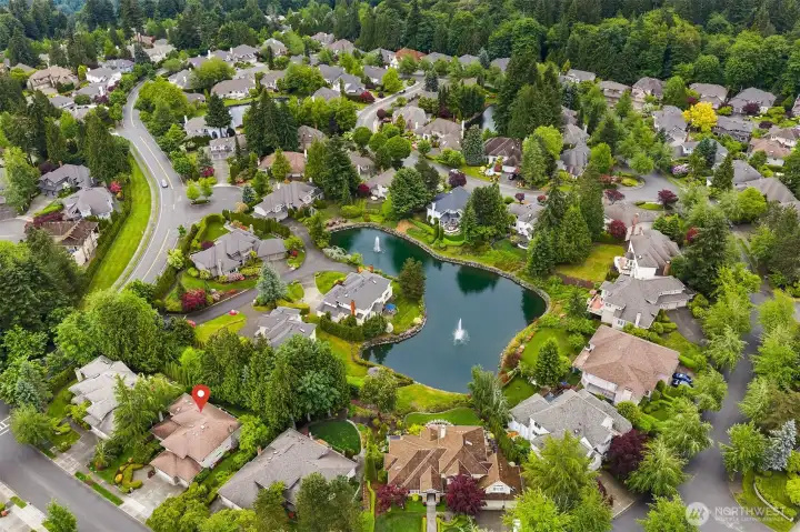The Lakes subdivision of Montreux is aptly named after the two ponds at the center of the neighborhood. While not visible from the house, they are a delightful feature of the community