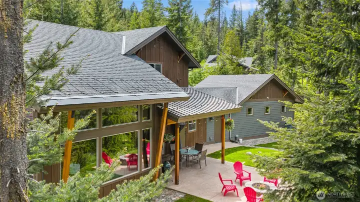 Extensive care and thoughtful upgrades have been added to protect the home from the elements, including heat tape along the eaves and enhanced metal roofing for added durability and peace of mind.