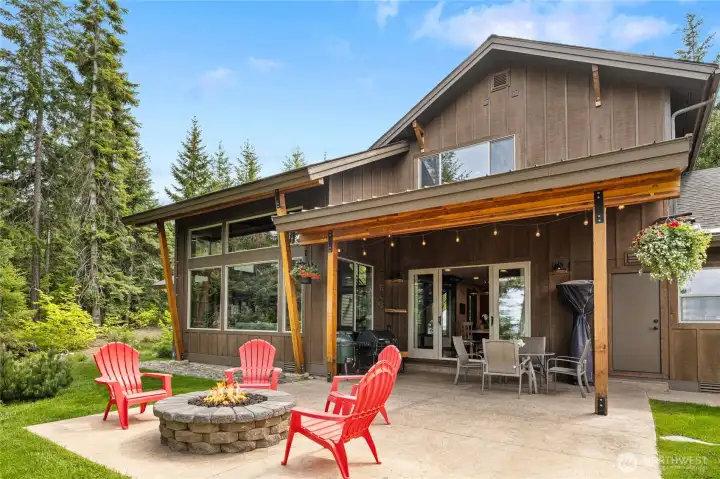 The covered back patio is the perfect outdoor living space.