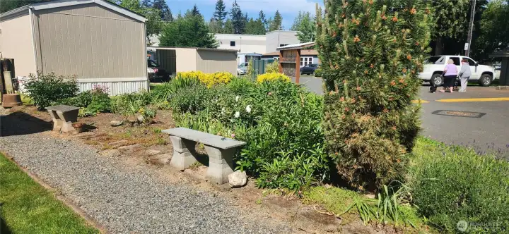 Have a seat on one of your two garden benches while you take in the fresh air. Have a seat on one of your two garden benches while you take in the fresh air.
