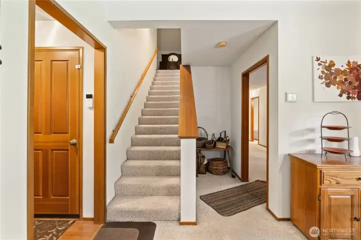 Stairs to upper-level bonus rooms