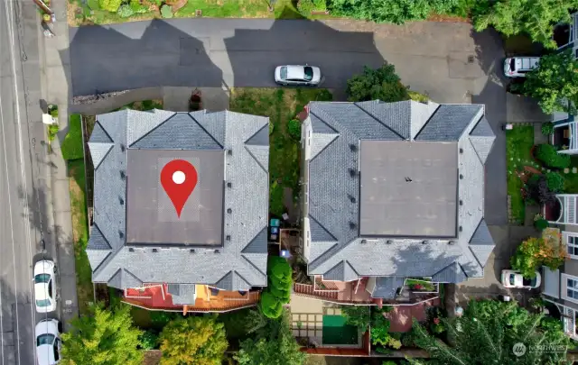 Aerial view of the complex. Roofs were replaced in 2022 and exteriors painted this year.