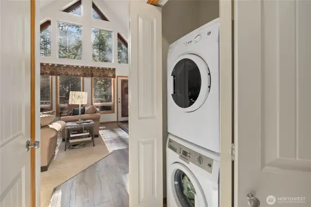 Stackable washer/dryer included with the sale.