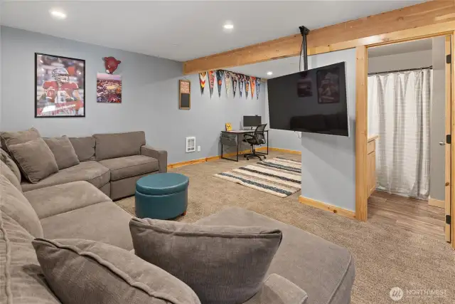 Rec room with 3/4 bath on the lower level.
