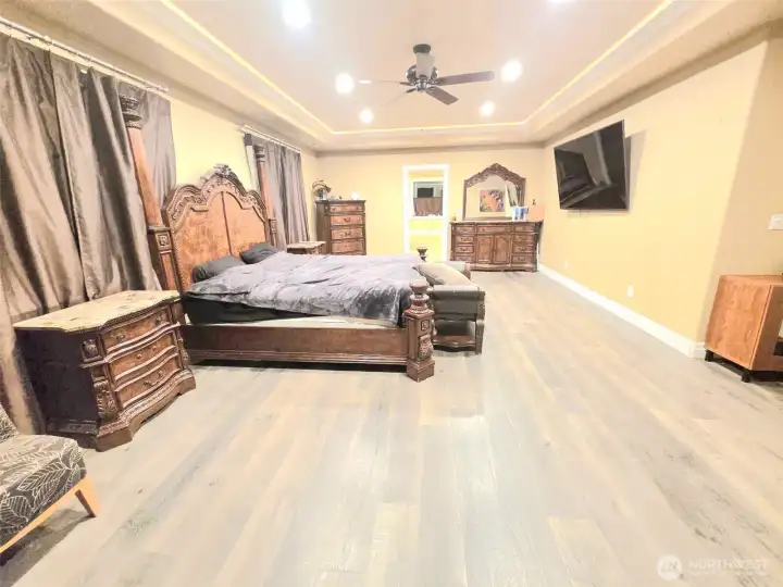 Master bedroom looking towards master bathroom