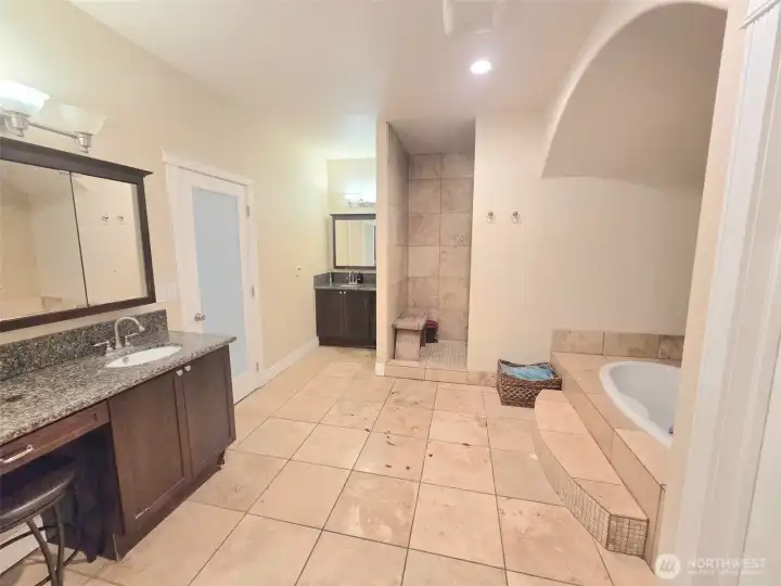 Master bedroom bathroom with heated floors