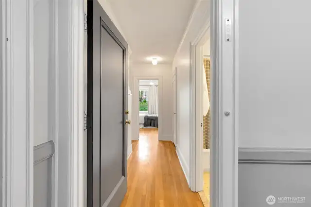 Picture molding, original millwork, hardwoods.