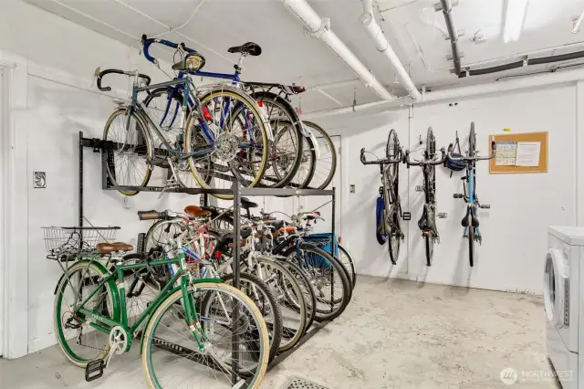 Biks storage + a storge space.