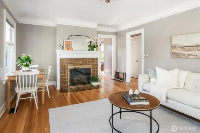 Sitting up off the street, there is wonderful light and flow in this well-designed Living Room.