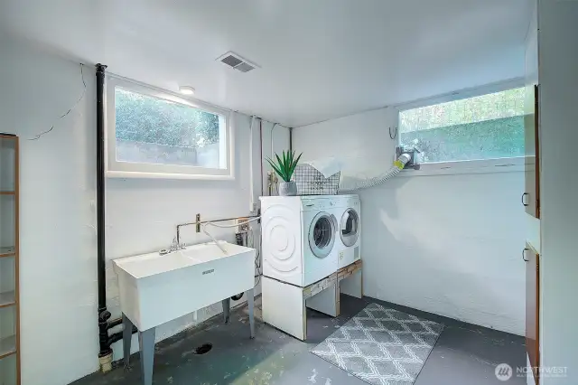 Laundry room located on lower level