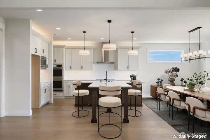 Large kitchen with dining