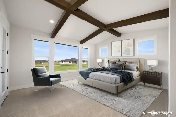 Primary suite with beams