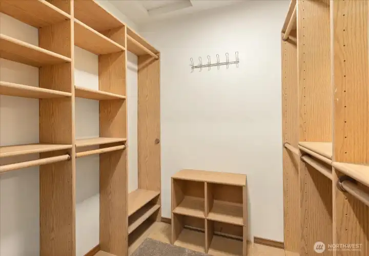 With 2 closets in your primary, it makes it easy to keep your wardrobe organized.