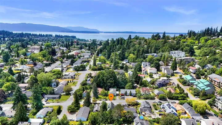 Towards the west you see Historic Fairhaven and Bellingham Bay