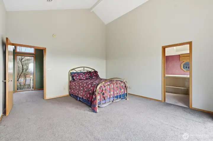 Upper Level Primary Bedroom w/ Vaulted Ceiling
