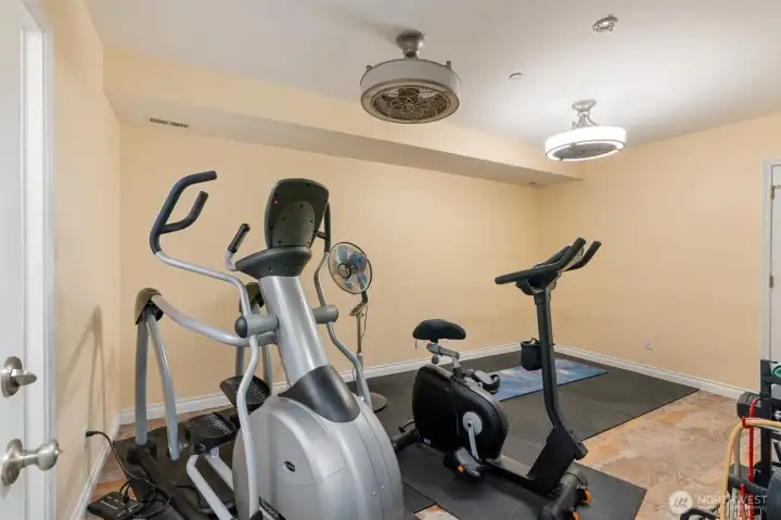 Gym off of the office space.