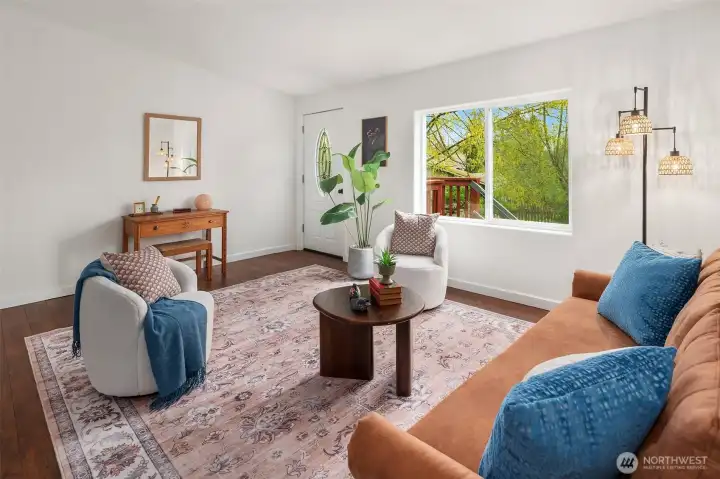 A sweet space for quiet contemplation or cozy conversations. The current owners installed all new flooring in 2016 when they purchased.