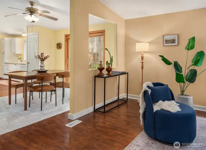 Family room is warm and inviting.