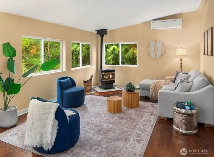 Two head ductless mini split recently added for comfort and energy efficiency. Warmth in winter and cooling in summer.