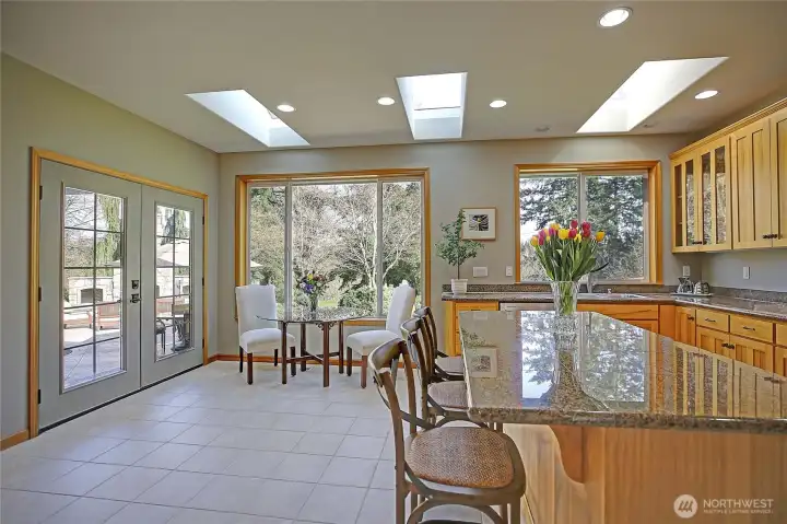 Enjoy the natural light with three skylights in the kitchen