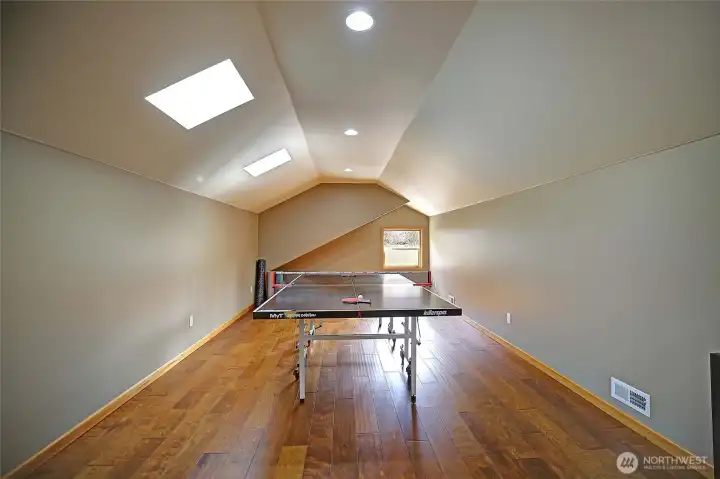 Rec room adjacent to the bonus room above the garage.