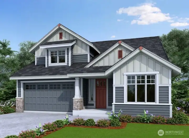 The Cottonwood offers a primary on the main floor plus 3 additional bedrooms, 2.75 bathrooms and 2,736 sq ft of living space. Estimated to be complete by July 2026.