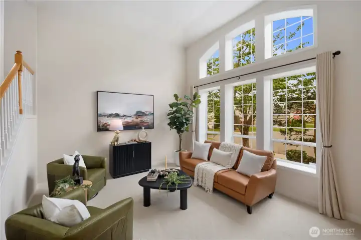 Tall ceilings greet you