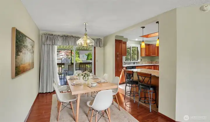 Dining room conveniently located adjacent to the kitchen.