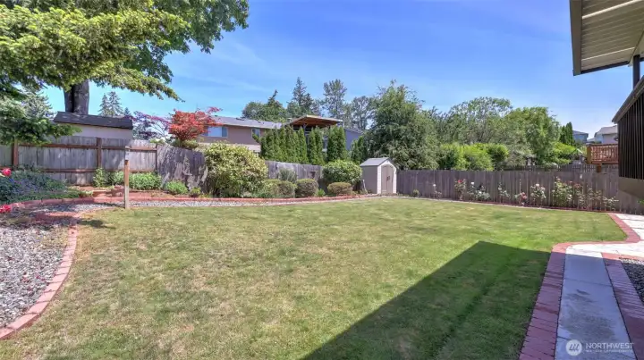 Generous backyard with room to garden, play, or personalize.