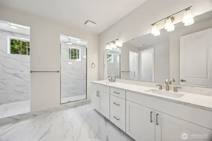 Main Floor Primary Bathroom with Walk-in Shower Main Floor Primary Bathroom with Walk-in Shower