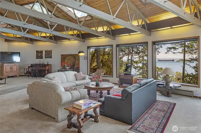 The spacious living room area.