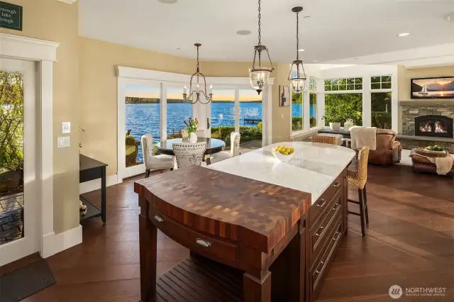 Butcher block built into the island