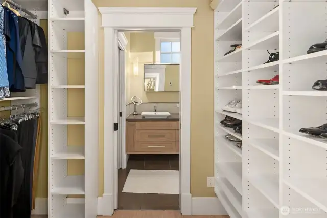 One of two primary suite closets
